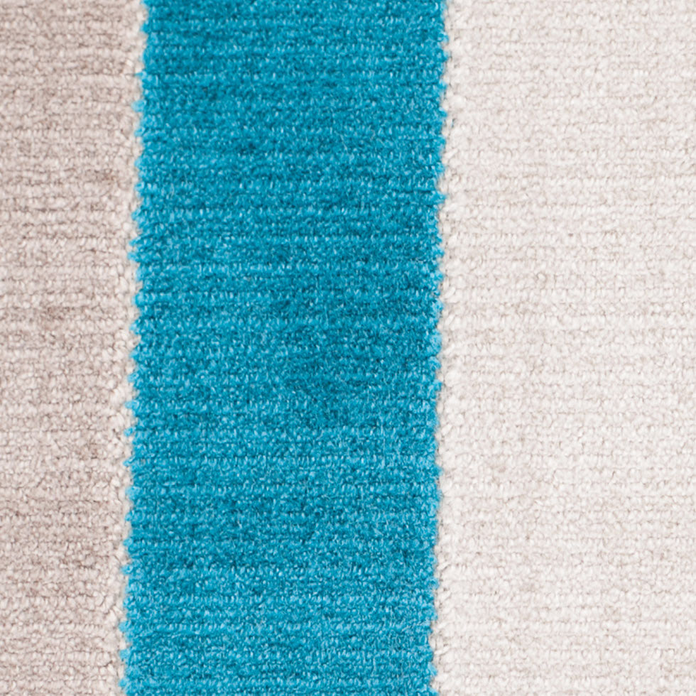 Green/Blue Striped Polyester Blended Velvet