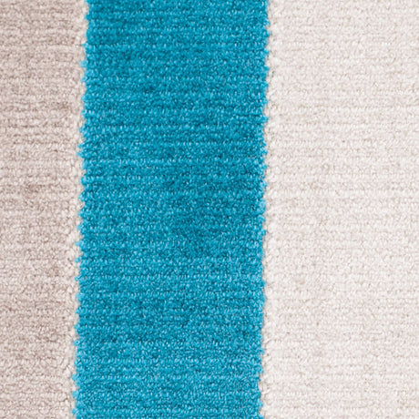 Green/Blue Striped Polyester Blended Velvet