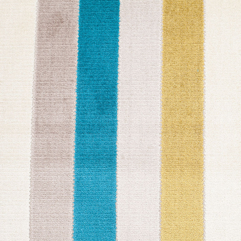 Green/Blue Striped Polyester Blended Velvet