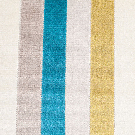 Green/Blue Striped Polyester Blended Velvet
