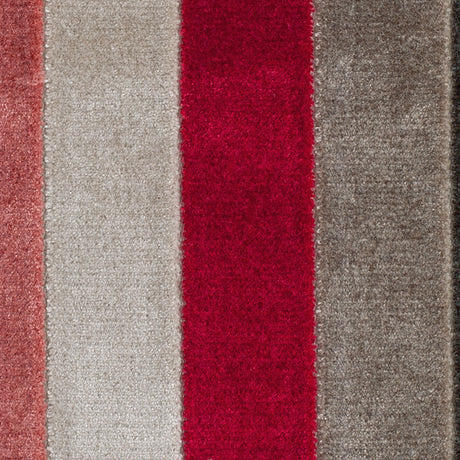 Brown/Red Striped Polyester Blended Velvet