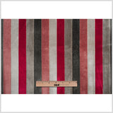 Brown/Red Striped Polyester Blended Velvet