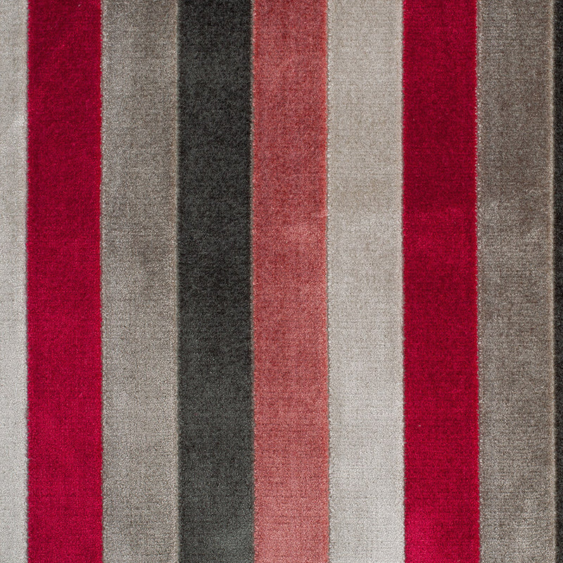 Brown/Red Striped Polyester Blended Velvet