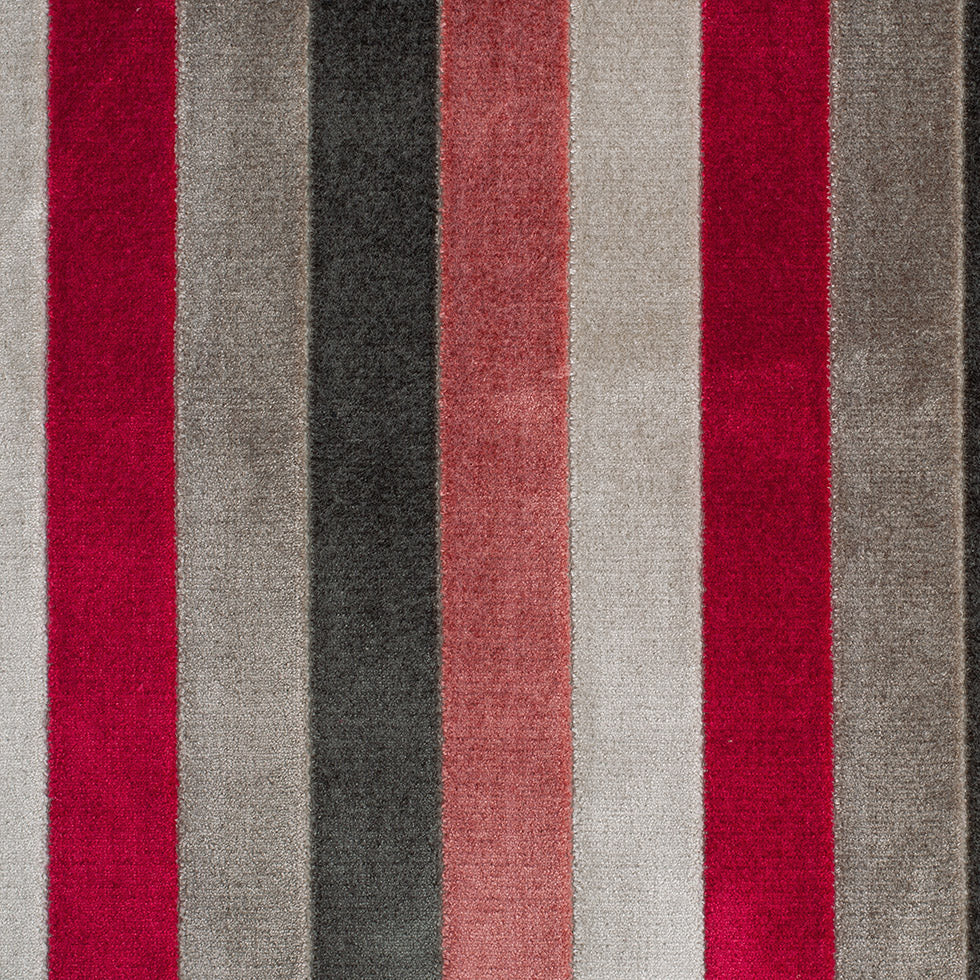 Brown/Red Striped Polyester Blended Velvet