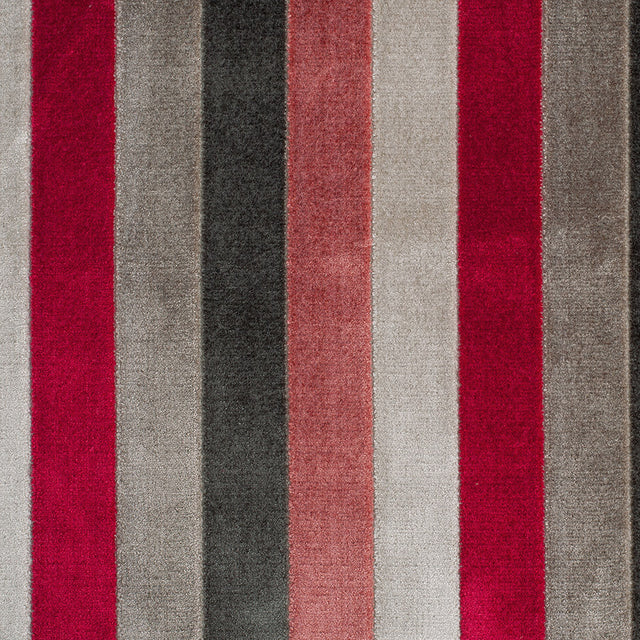 Brown/Red Striped Polyester Blended Velvet