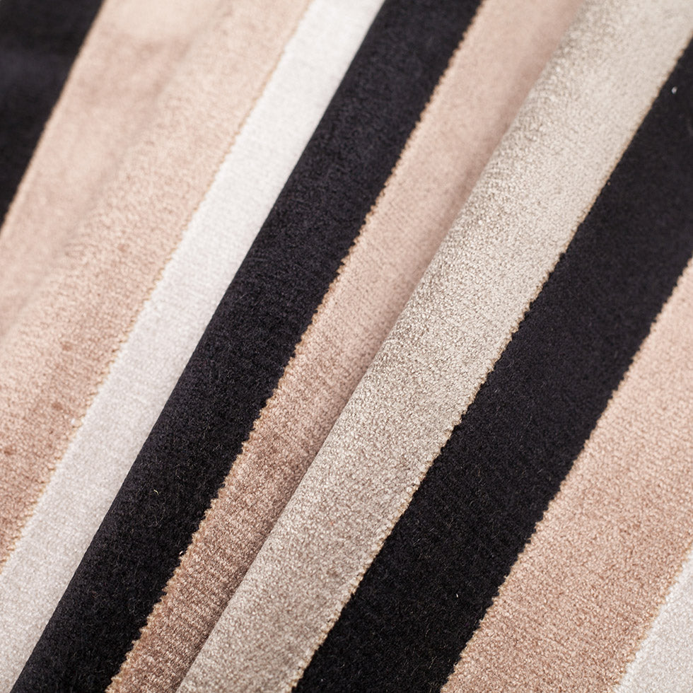 Brown/Beige Striped Polyester Blended Velvet