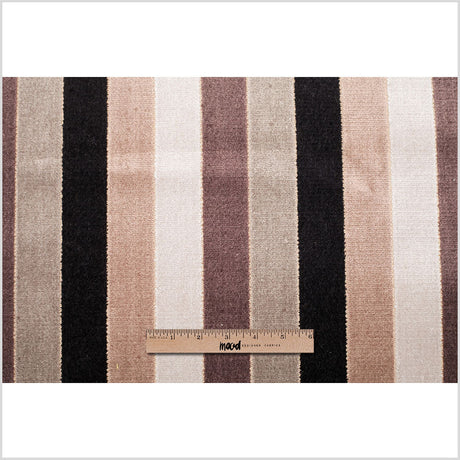 Brown/Beige Striped Polyester Blended Velvet