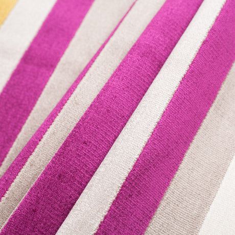 Fuchsia/Green Striped Polyester Blended Velvet