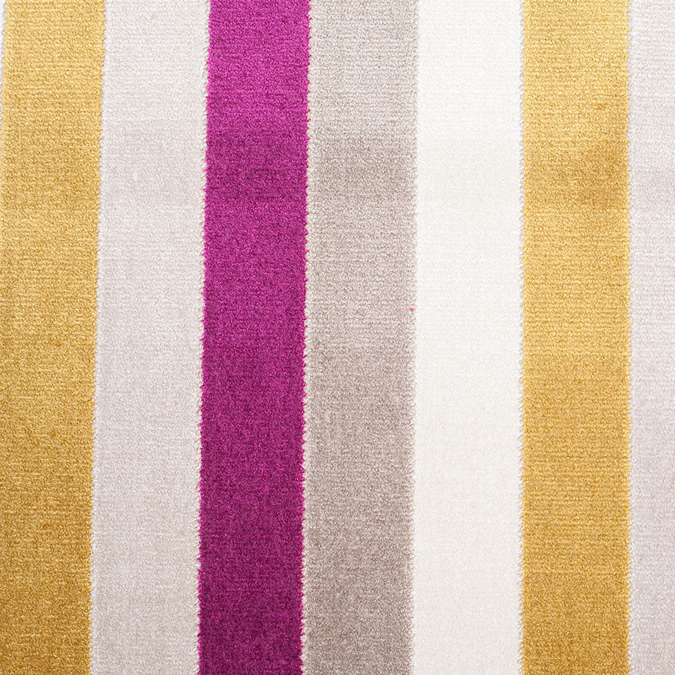 Fuchsia/Green Striped Polyester Blended Velvet