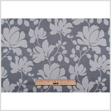 Gray Floral Polyester Sateen/Jacquard