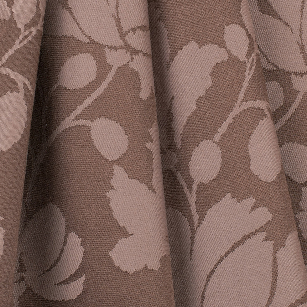 Brown Floral Polyester Sateen/Jacquard