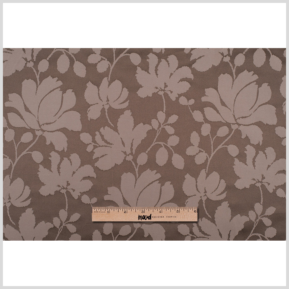 Brown Floral Polyester Sateen/Jacquard