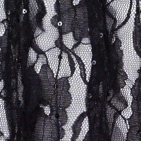 Famous Designer Black Ruffled Strips Lace