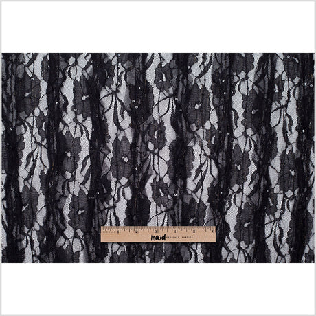 Famous Designer Black Ruffled Strips Lace