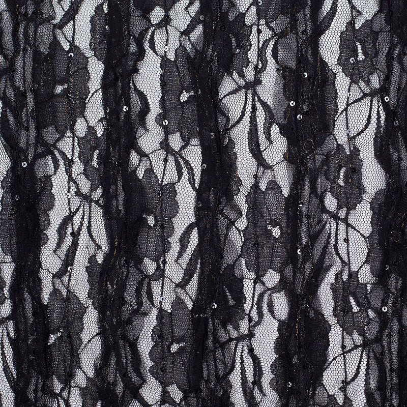 Famous Designer Black Ruffled Strips Lace