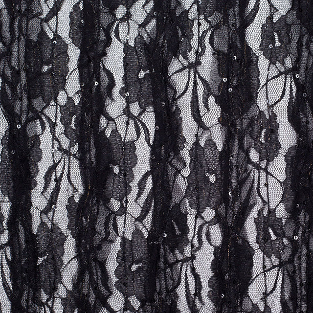 Famous Designer Black Ruffled Strips Lace