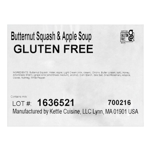 Kettle Cuisine Butternut Squash and Apple Soup 4 lb. - 4/Case