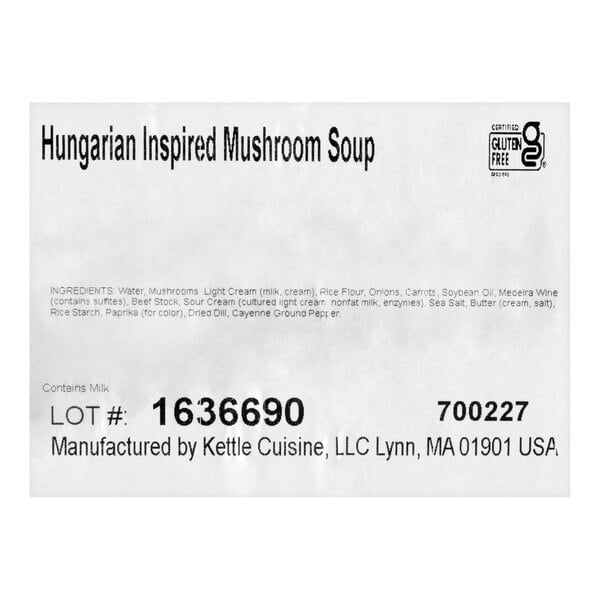 Kettle Cuisine Hungarian Inspired Mushroom Soup 4 lb. - 4/Case