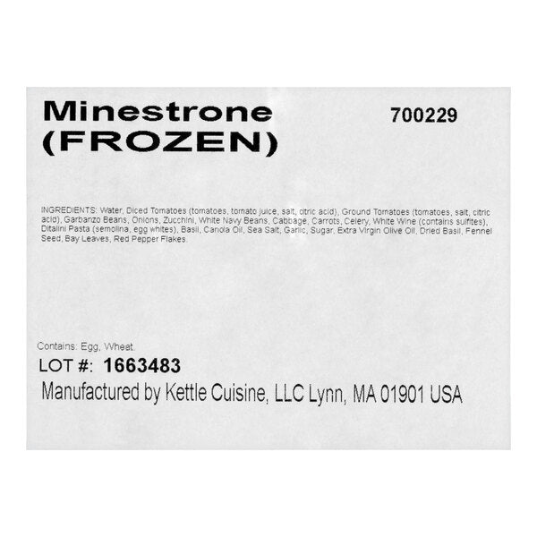 Kettle Cuisine Minestrone Soup 4 lb. - 4/Case