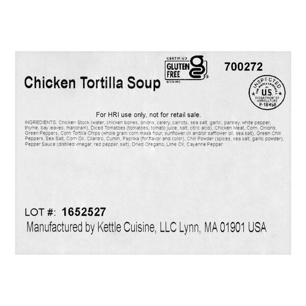 Kettle Cuisine Chicken Tortilla Soup 4 lb. - 4/Case