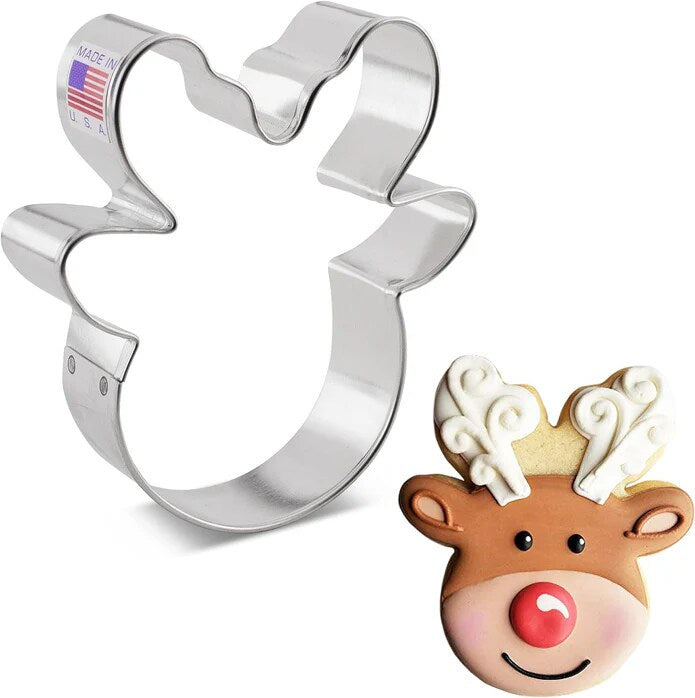 Ann Clark Reindeer Head Face Cookie Cutter, 4"