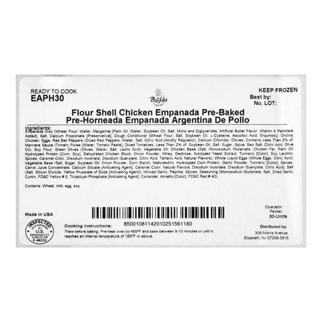 Brisas Chicken Flour Shell Empanada 3 oz. - 30/Case