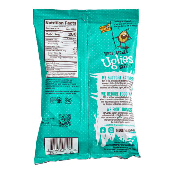 Uglies Salt and Vinegar Kettle Potato Chips 2 oz. - 24/Case
