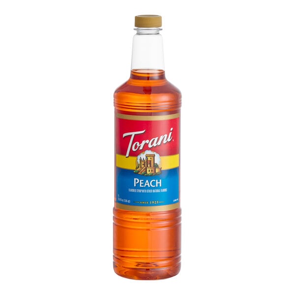 Torani Peach Flavoring / Fruit Syrup Plastic Bottle 1 Liter - 6/Case