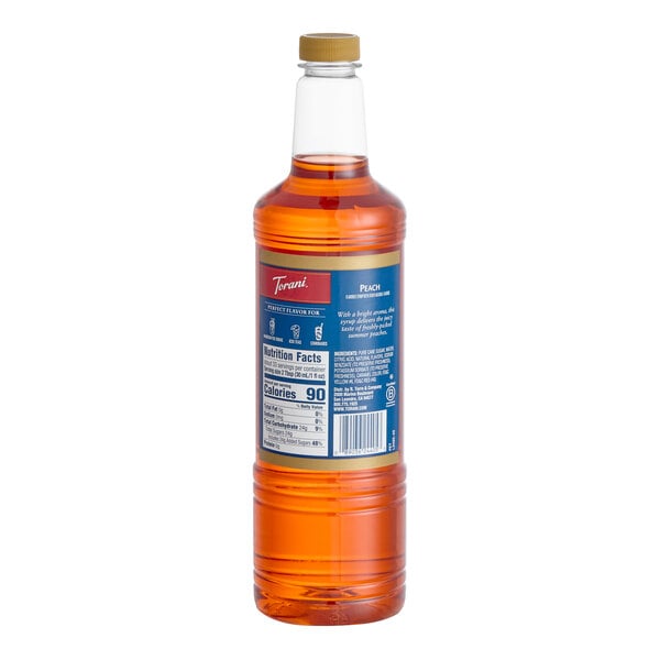 Torani Peach Flavoring / Fruit Syrup Plastic Bottle 1 Liter - 6/Case