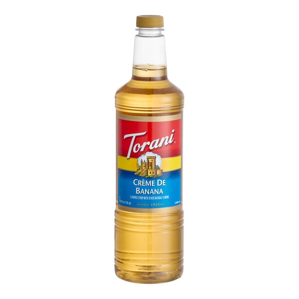 Torani Creme de Banana Flavoring / Fruit Syrup Plastic Bottle 1 Liter - 6/Case