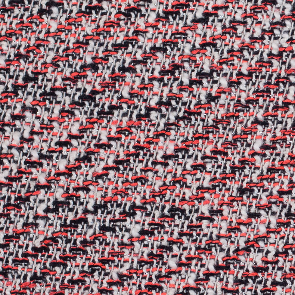 Bright Coral and Black Metallic Tweed