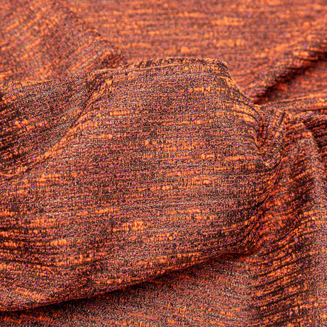 Vibrant Orange, Grapeade and Metallic Gold Polyester Tweed