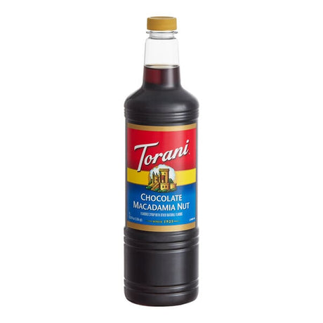 Torani Chocolate Macadamia Nut Flavoring Syrup Plastic Bottle 1 Liter - 6/Case