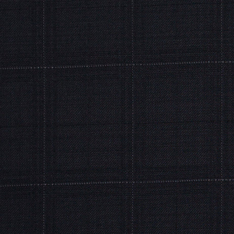 Black Windowpane Wool Suiting