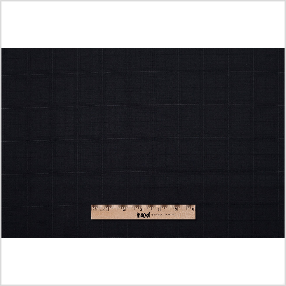 Black Windowpane Wool Suiting