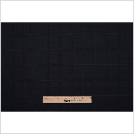 Black Windowpane Wool Suiting