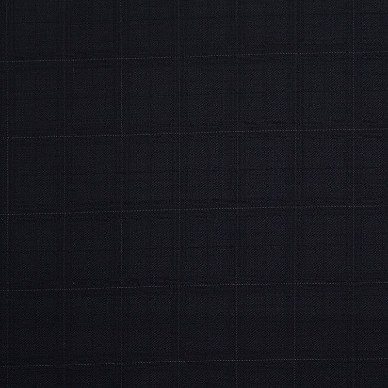 Black Windowpane Wool Suiting