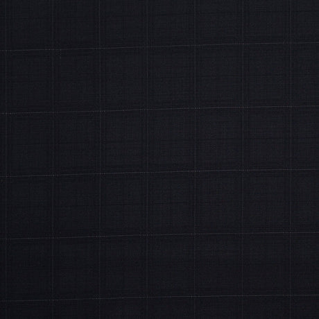 Black Windowpane Wool Suiting