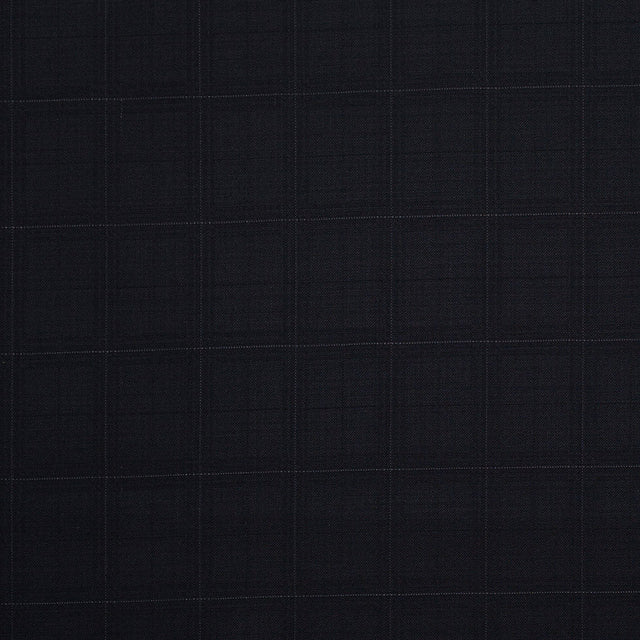 Black Windowpane Wool Suiting
