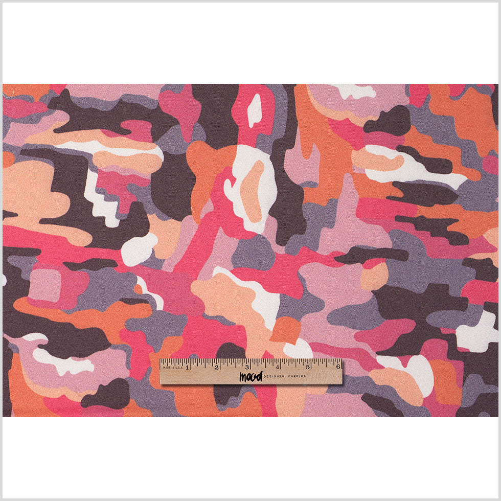 NYC Designer Peach Camo Poly Charmeuse