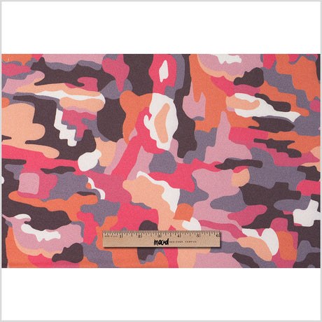 NYC Designer Peach Camo Poly Charmeuse