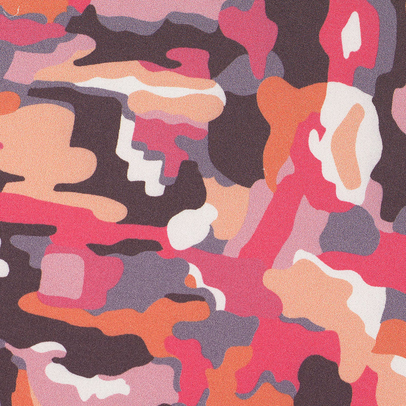 NYC Designer Peach Camo Poly Charmeuse
