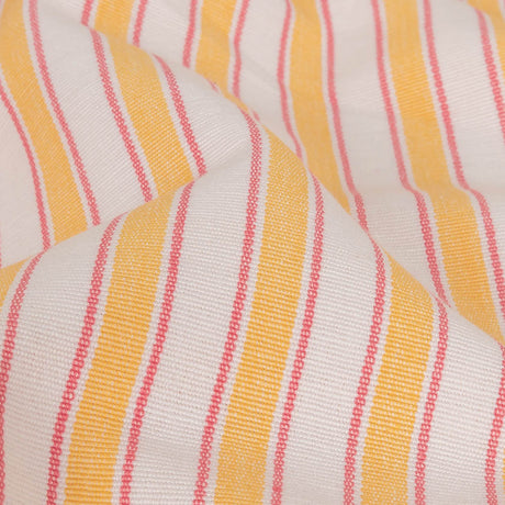Citrus Yellow, Rose and White Striped Handwoven Cotton