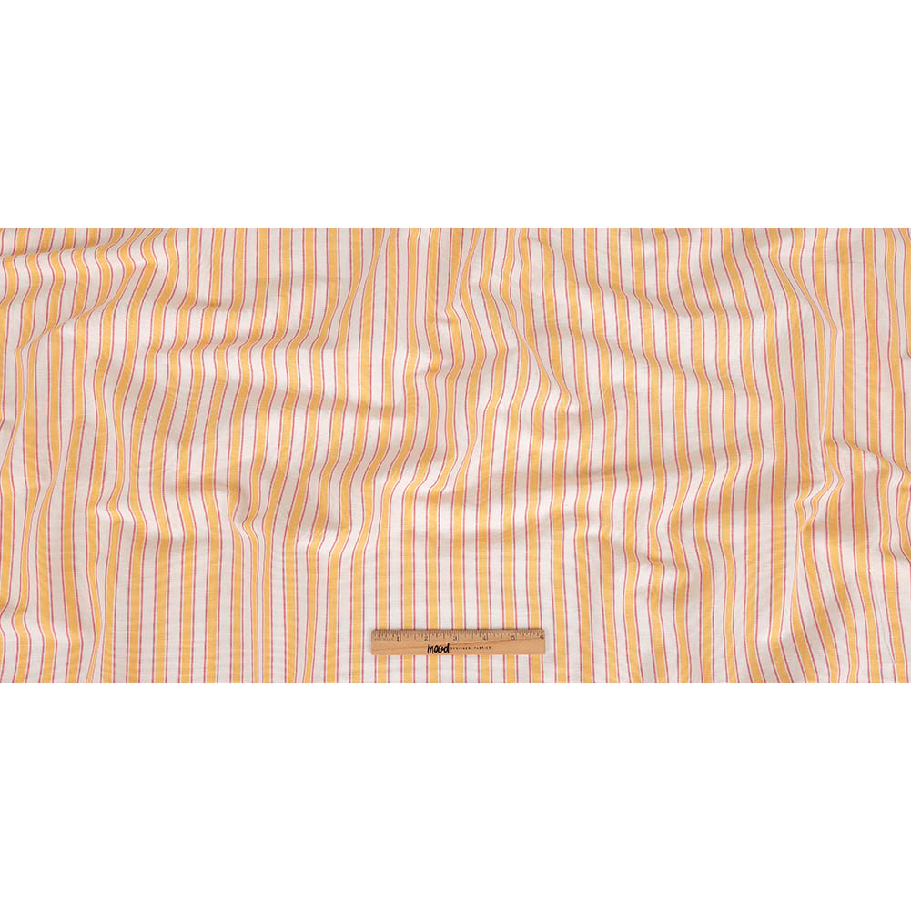 Citrus Yellow, Rose and White Striped Handwoven Cotton