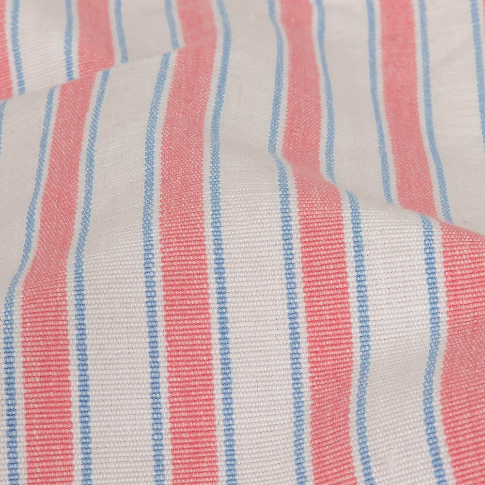Cotton Candy Pink, Blue and White Striped Handwoven Cotton