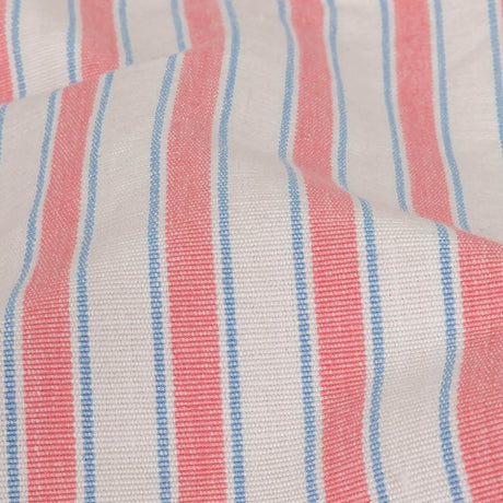 Cotton Candy Pink, Blue and White Striped Handwoven Cotton