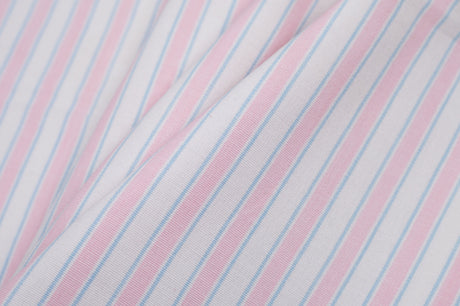 Baby Pink, Blue and White Striped Handwoven Cotton