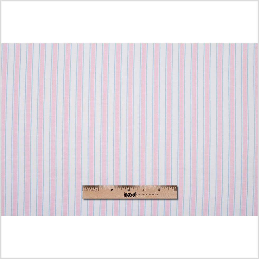 Baby Pink, Blue and White Striped Handwoven Cotton