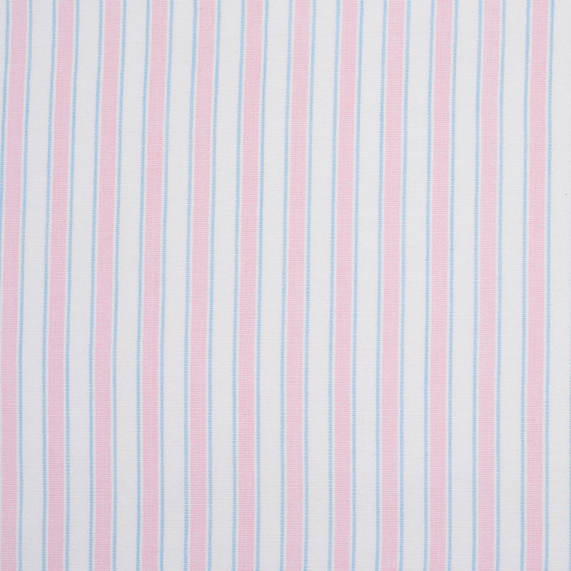 Baby Pink, Blue and White Striped Handwoven Cotton