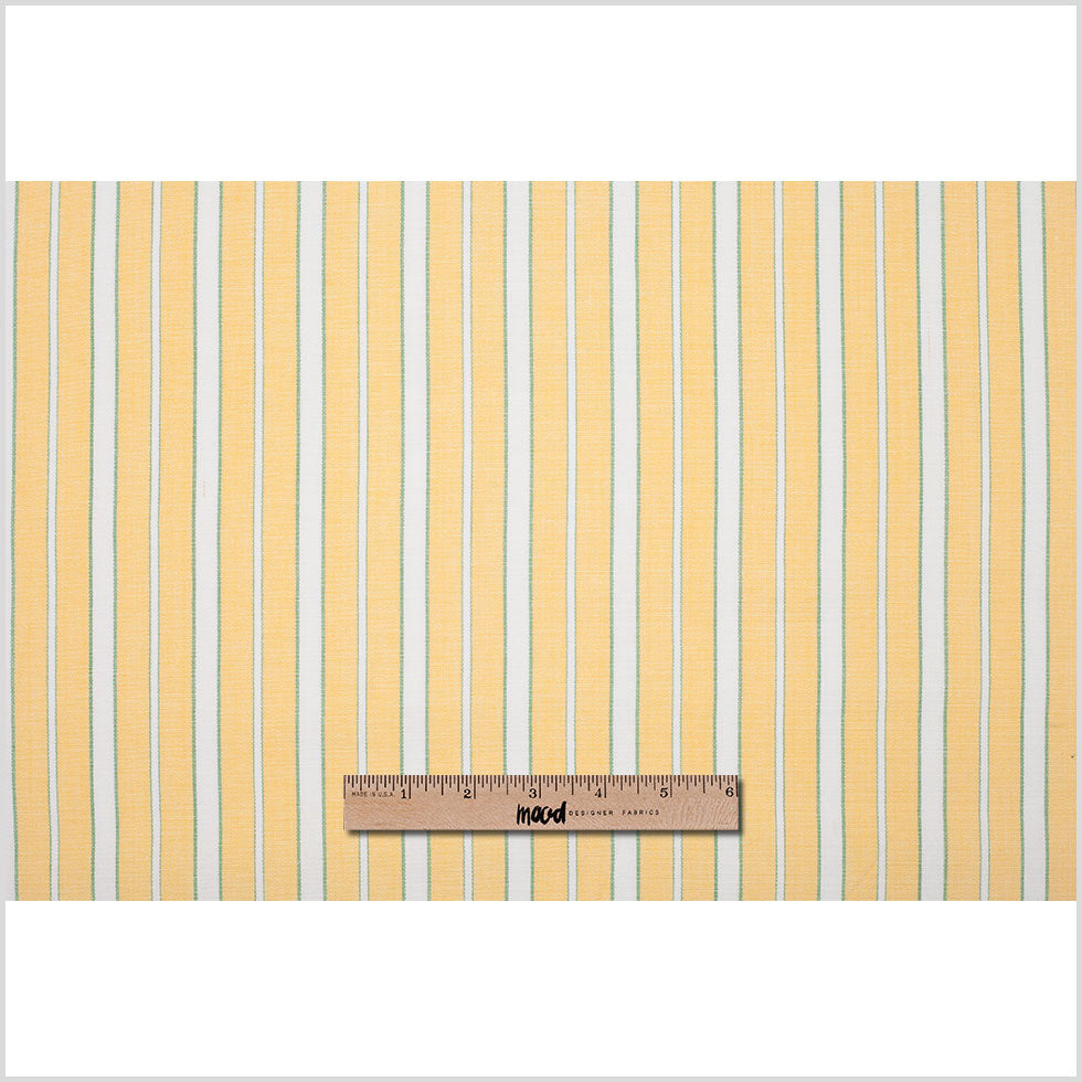 Impala Green and White Striped Cotton Canvas